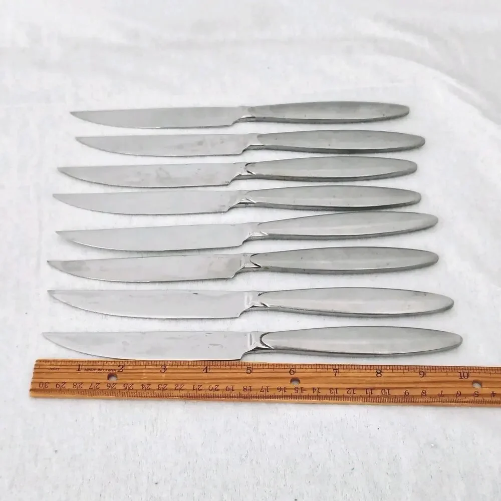 Set of 8 Reed & Barton Stainless Steel Serrated Steak Knives Dinner Cutlery